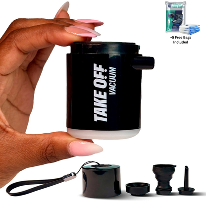 Mini Vacuum Pump 2.0 (NEW) + Vacuum Bags (5 Pack) - Black