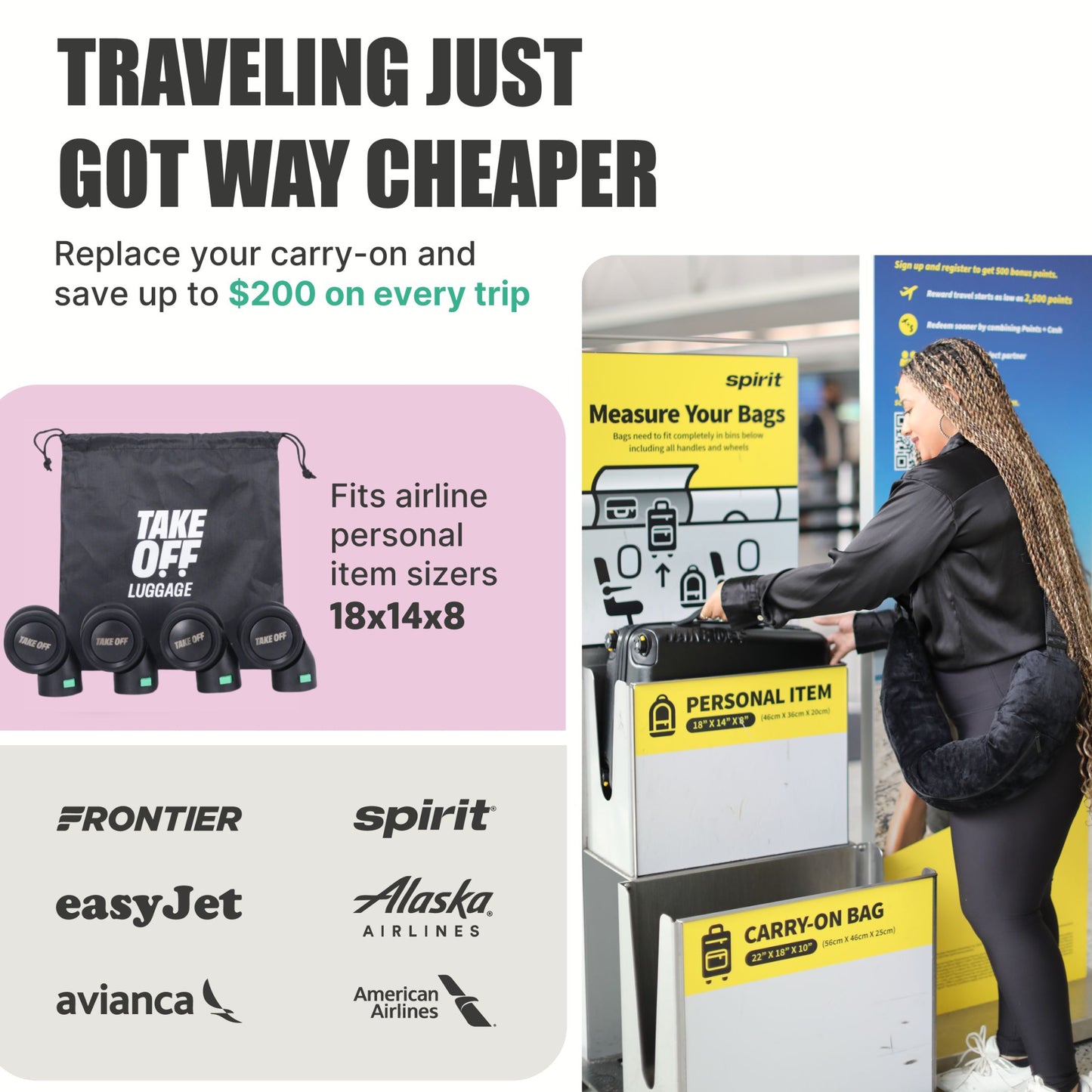 Personal Item Suitcase 3.0+ (GREEN Tab)