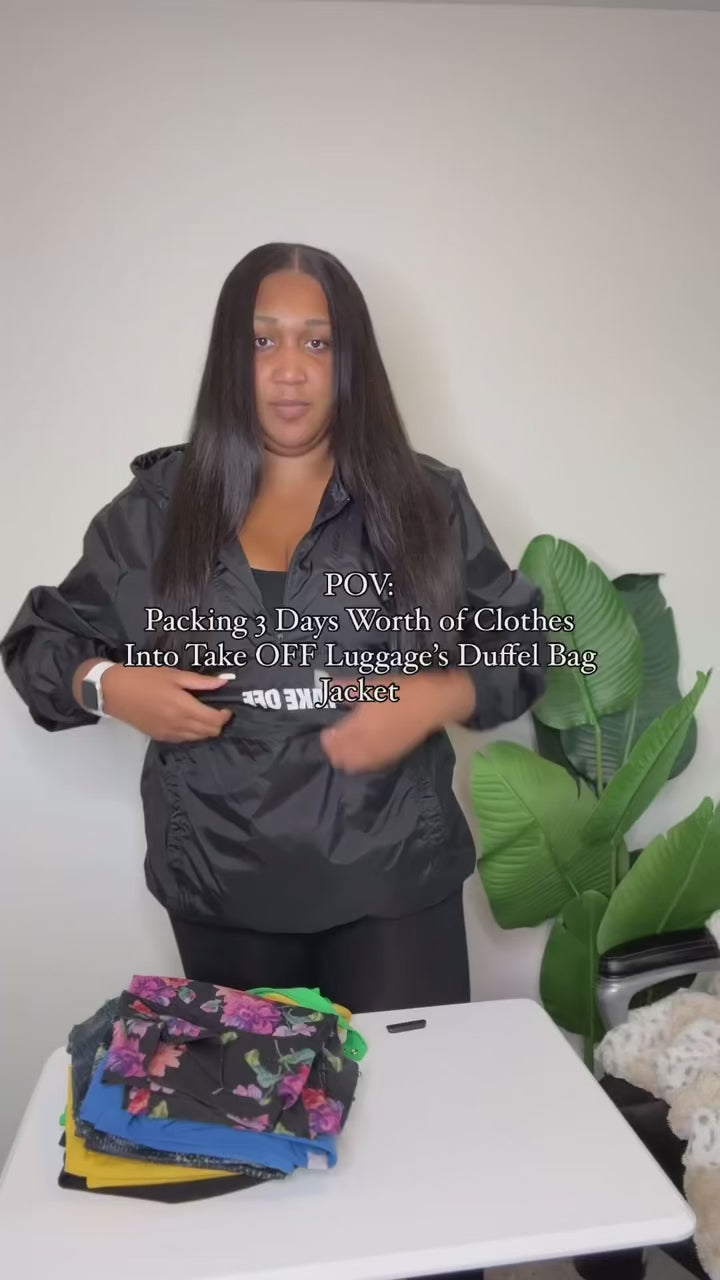 Duffle Bag Jacket transforms from Bag to Jacket with huge carry